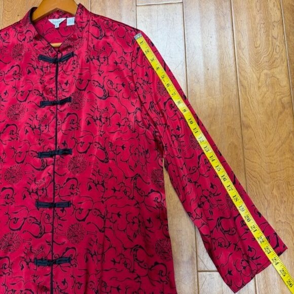 Vintage Dorman Womens 100% Silk Asian Design Button Blouse Top Size XL Lagenlook - Picture 7 of 9